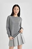 DeFacto Regular Fit Bisiklet Yaka Basic Kazak C0058AX24WNGR453