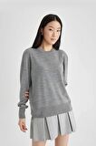 DeFacto Regular Fit Bisiklet Yaka Basic Kazak C0058AX24WNGR453