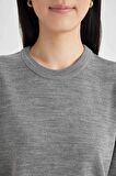 DeFacto Regular Fit Bisiklet Yaka Basic Kazak C0058AX24WNGR453