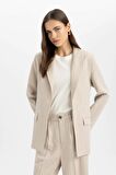 DeFacto Oversize Fit Ceket Yaka Keten Karışımlı Blazer Ceket C6243AX24SMBG234