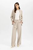 DeFacto Oversize Fit Ceket Yaka Keten Karışımlı Blazer Ceket C6243AX24SMBG234