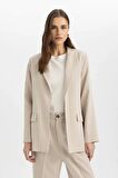 DeFacto Oversize Fit Ceket Yaka Keten Karışımlı Blazer Ceket C6243AX24SMBG234