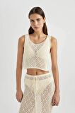 DeFacto Regular Fit Triko Ajurlu Kolsuz Plaj Üstü-Fall in Love B6887AX24SMER103