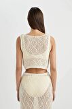 DeFacto Regular Fit Triko Ajurlu Kolsuz Plaj Üstü-Fall in Love B6887AX24SMER103
