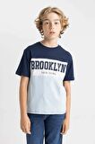 DeFacto Erkek Çocuk Bisiklet Yaka Renk Bloklu Baskılı Kısa Kollu Tişört C4694A824SMNV147
