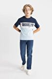 DeFacto Erkek Çocuk Bisiklet Yaka Renk Bloklu Baskılı Kısa Kollu Tişört C4694A824SMNV147
