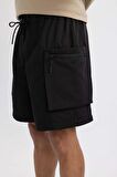 DeFactoFit Oversize Geniş Kalıp Kargo Cepli Dokuma Sporcu Şort C1530AX24SMBK81