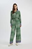 DeFacto Wide Leg Maroken Kumaş Pantolon Geniş Bol Paça Desenli Yüksek Bel Uzun Boy C6194AX24SMGN500