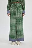 DeFacto Wide Leg Maroken Kumaş Pantolon Geniş Bol Paça Desenli Yüksek Bel Uzun Boy C6194AX24SMGN500
