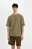 DeFacto Oversize Fit Bisiklet Yaka Baskılı Kısa Kollu Tişört C1866AX24SMKH436