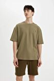 DeFacto Oversize Fit Bisiklet Yaka Baskılı Kısa Kollu Tişört C1866AX24SMKH436