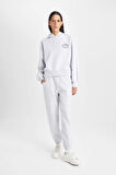 DeFacto Regular Fit Kapüşonlu Baskılı Kalın Sweatshirt D6720AX24WNGR93