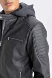 DeFacto Slim Fit Suni Deri Mont Dar Kesim Kapüşonlu Fermuarlı R2523AZ25SPAR110