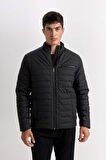 DeFacto Su İtici Slim Fit Suni Deri Mont Dar Kesim Dik Yaka Fermuarlı Cepli B3568AX25SPBK27