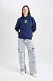 DeFacto Coool Oversize Geniş Kalıp Kapüşonlu Baskılı Sweatshirt D6885AX24WNNV241