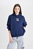 DeFacto Coool Oversize Geniş Kalıp Kapüşonlu Baskılı Sweatshirt D6885AX24WNNV241