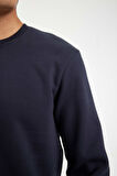 DeFacto Lacivert 3 İplik Pamuklu Şardonlu İçi Polarlı Regular Fit Bisiklet Yaka Kalın Sweatshirt D7876AXNSNV163