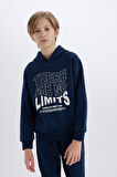 DeFacto Erkek Çocuk 2'li Takım Kapüşonlu Baskılı Sweatshirt Beli Lastikli Eşofman Altı B0409A824CWIN222
