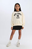 DeFacto Kız Çocuk 2'li Takım Baskılı Sweatshirt Şort Etek D6454A8NSER134