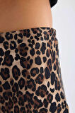 DeFacto A Kesim Leopar Desenli Normal Bel Saten Midi Etek D7648AX24AUBK81