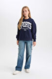 DeFacto Kız Çocuk Relax Fit Bisiklet Yaka Baskılı Sweatshirt D6626A824AUNV251