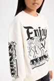 DeFacto Kız Çocuk Oversize Geniş Kalıp Bisiklet Yaka Baskılı Sweatshirt D6629A824AUER99