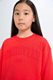 DeFacto Kız Çocuk Kırmızı Bisiklet Yaka Baskılı Sweatshirt D6627A824AURD44