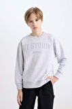 DeFacto Kız Çocuk Gri Bisiklet Yaka Baskılı Sweatshirt D6628A824AUGR379