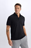DeFacto Slim Fit Dar Kesim Pamuklu Kısa Kollu Siyah Polo Tişört X2594AZ25SPBK81