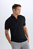 DeFacto Slim Fit Dar Kesim Pamuklu Kısa Kollu Siyah Polo Tişört X2594AZ25SPBK81