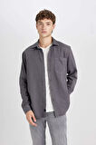 DeFacto Regular Fit Basic Düz Pamuklu Uzun Kollu Gömlek D7406AX24AUAR58