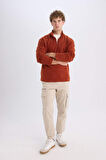 DeFacto Turuncu Tüylenme Yapmayan Soğuk Geçirmez  Regular Fit Dik Yaka Fermuarlı Polar Sweatshirt Y3996AZNSOG578