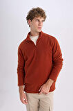DeFacto Turuncu Tüylenme Yapmayan Soğuk Geçirmez  Regular Fit Dik Yaka Fermuarlı Polar Sweatshirt Y3996AZNSOG578