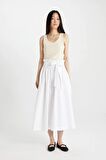 DeFacto A Kesim Normal Bel Poplin Maxi Etek C7238AX24SMWT83