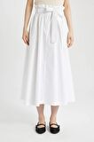 DeFacto A Kesim Normal Bel Poplin Maxi Etek C7238AX24SMWT83