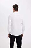 DeFacto Modern Fit Polo Yaka Poplin Uzun Kollu Beyaz Gömlek R4340AZNSWT60