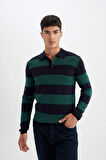 DeFacto Standart Fit Normal Kesim Çizgili Polo Yaka Triko Kazak Y4194AZ24WNGN852