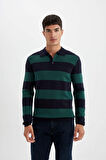 DeFacto Standart Fit Normal Kesim Çizgili Polo Yaka Triko Kazak Y4194AZ24WNGN852