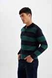 DeFacto Standart Fit Normal Kesim Çizgili Polo Yaka Triko Kazak Y4194AZ24WNGN852