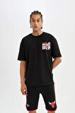 DeFactoFit NBA Chicago Bulls Standart Fit Cepli Bermuda Şort A3822AX24SMBK81