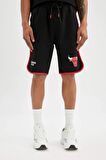 DeFactoFit NBA Chicago Bulls Standart Fit Cepli Bermuda Şort A3822AX24SMBK81