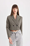 Crop Ceket Yaka Blazer Ceket