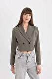 Crop Ceket Yaka Blazer Ceket