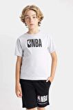 DeFacto Erkek Çocuk NBA Wordmark Bisiklet Yaka Kısa Kollu Tişört C4258A824HSGR400