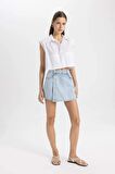 DeFacto Crop Poplin Kısa Kollu Gömlek C8285AX24SMWT83