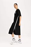 DeFactoFit NBA Los Angeles Lakers Oversize Geniş Kalıp Pike Midi Elbise B9962AX24SMBK81