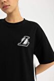 DeFactoFit NBA Los Angeles Lakers Oversize Geniş Kalıp Pike Midi Elbise B9962AX24SMBK81
