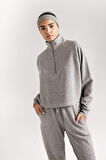 DeFactoFit Fermuarlı Dik Yaka Sporcu Sweatshirt D1703AX24AUGR93