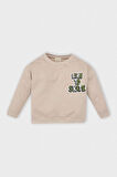 Erkek Bebek Bisiklet Yaka Sırt Baskılı İçi Yumuşak Tüylü Sweatshirt