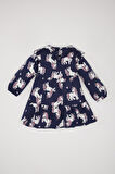 DeFacto Kız Bebek Unicorn Baskılı Uzun Kollu Sweat Elbise D5632A524WNNV241